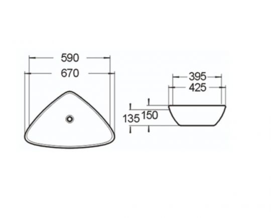 Керамическая накладная раковина SantiLine SL-1034 59 х 39,5 схема 2