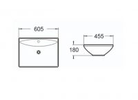 Керамическая накладная или подвесная раковина SantiLine SL-1015 60,5 х 45,5 схема 2