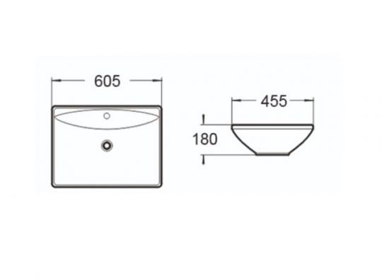 Керамическая накладная или подвесная раковина SantiLine SL-1015 60,5 х 45,5 схема 2