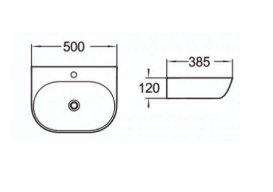 Керамическая накладная или подвесная раковина SantiLine SL-2005 50 х 38,5 схема 2