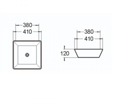 Керамическая накладная раковина SantiLine SL-1004 38 х 38 схема 2