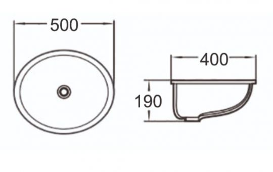 Керамическая встраиваемая снизу раковина SantiLine SL-3005 50 х 40 схема 2