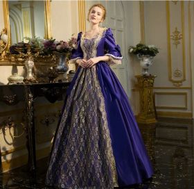 Историческое бальное платье придворной дамы Рококо темно синее