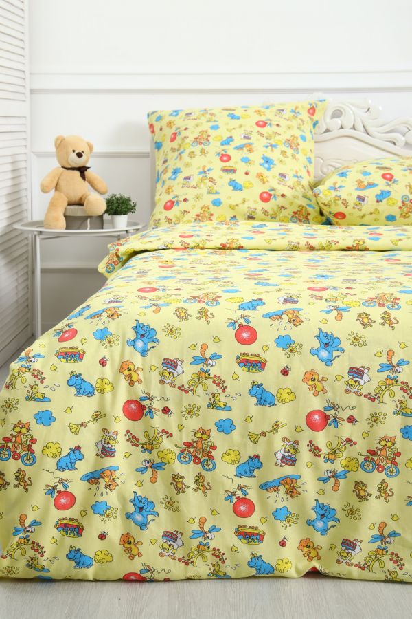 Бязь 1.5 спальный [желтый] Комплект постельного белья альный Зоопарк постельное белье