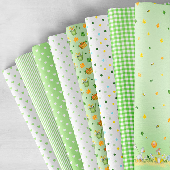 Хлопок - набор тканей для шитья "Гуси на зеленом" limit ПРЕДЗАКАЗ!