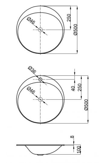 Стальная эмалированная раковина Bette Lux Oval A220 50х50 схема 3