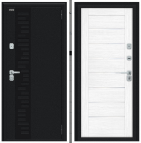 Входная Дверь Bravo Thermo Техно Декор-2 Букле Черное/Snow Melinga 860x2050, 960x2050мм / Браво