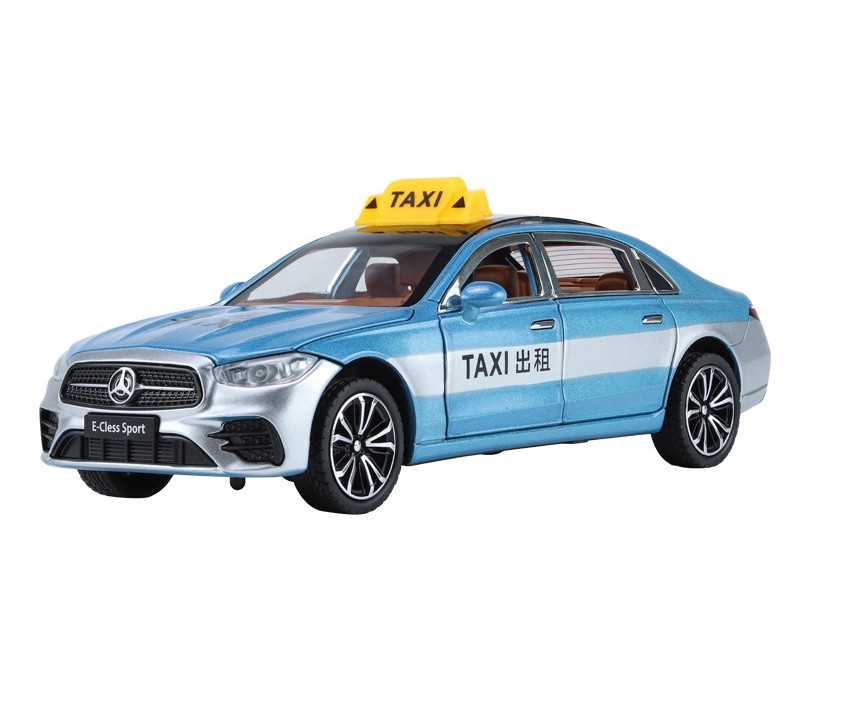 Модель металлическая Mercedes E-Class Taxi поворотные колеса, свет, звук 1:24 (B2426)