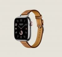 Часы Apple Watch Hermès Series 9 GPS + Cellular 41mm Silver Stainless Steel Сase with Gold Swift Leather Attelage Single Tour