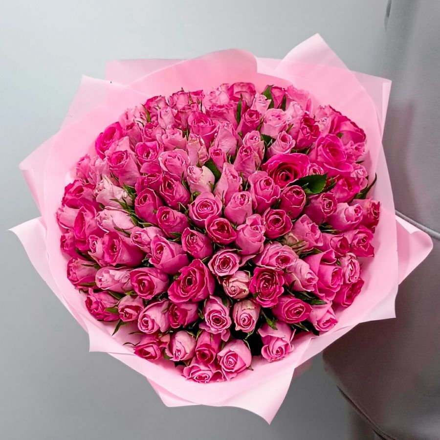 101 розовая роза 40см