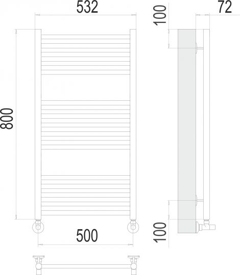 Полотенцесушитель водяной TERMINUS Аврора П16 50х80 схема 3