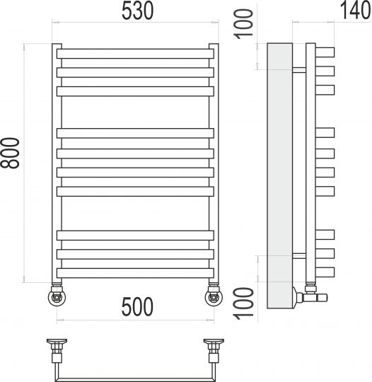 Полотенцесушитель электрический TERMINUS Рид П10 50х80 схема 3