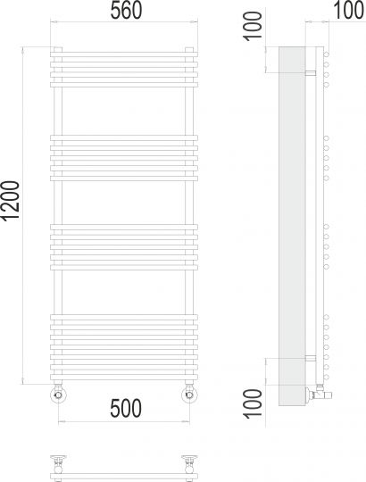Полотенцесушитель электрический TERMINUS Ватра П21 50х120 схема 3