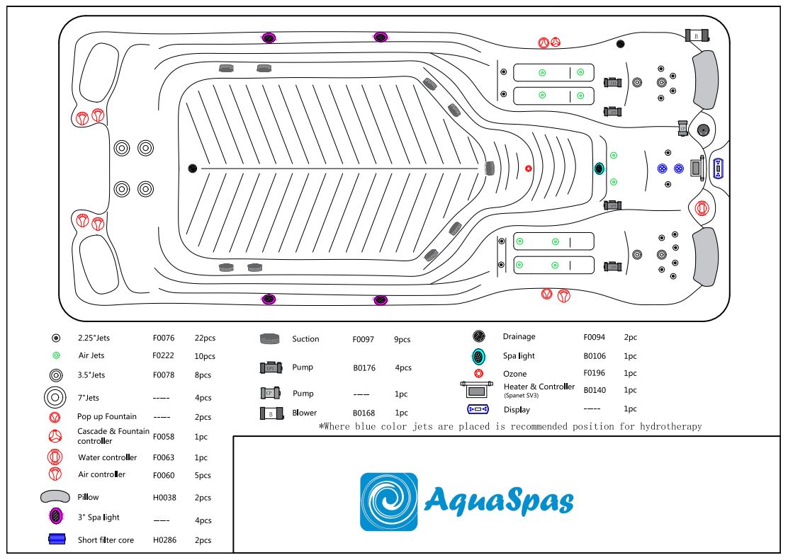Прямоугольный гидромассажный СПА бассейн AquaSpas My Swim 500х225 схема 13