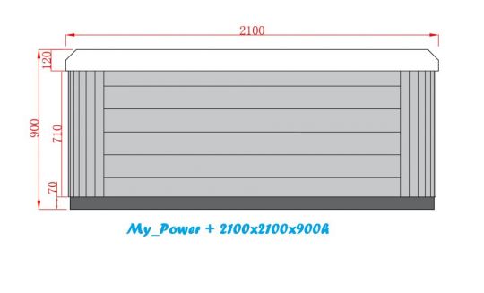 Квадратный гидромассажный СПА бассейн AquaSpas My Power 210х210 стандарт схема 29