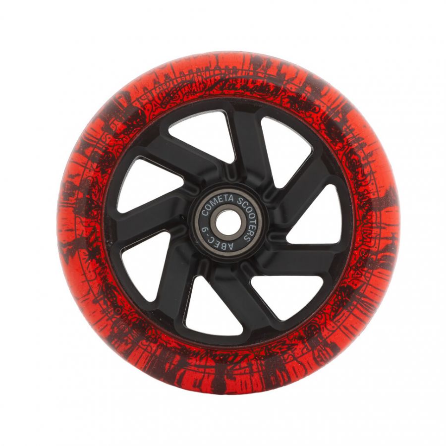 Колесо для трюкового самоката Вортекс Красный с блёстками Черный фирма Комета WV-09BLK