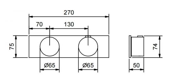 Смеситель для ванны и душа Fantini АK/25 A973B встраиваемый термостатический схема 2