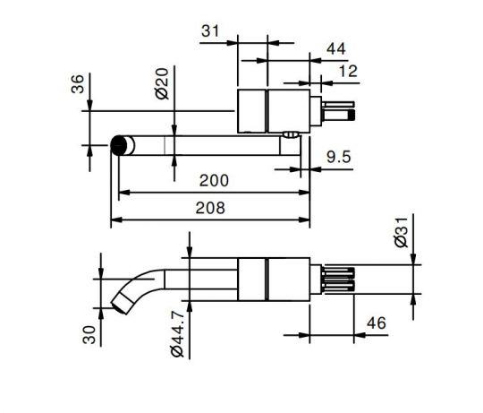 Встраиваемый смеситель для раковины Fantini AA/27 Y011B схема 3