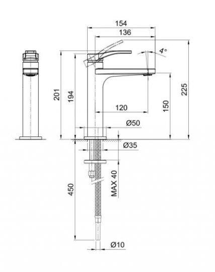 Однорычажный смеситель для раковины Fantini AL/23 B004WF схема 4