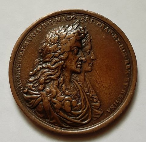 Медаль 1687 Англия RARE Великобритания XF