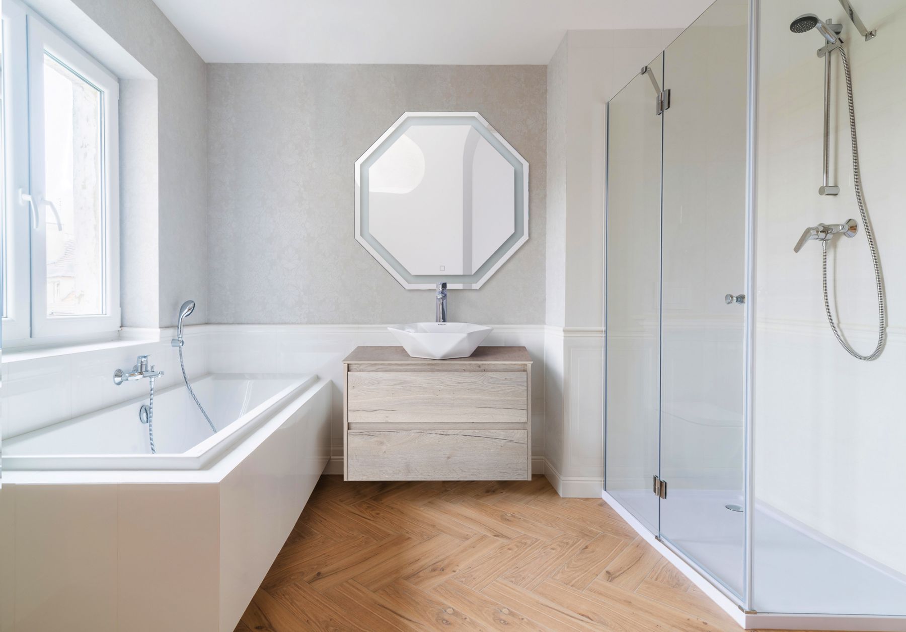 Зеркало для ванной комнаты BelBagno SPC-OTT-800-800-LED-TCH схема 3
