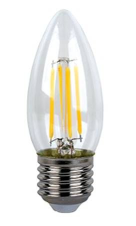 Светодиодная лампа Ecola свеча E27 6W 4000K 4K 360° 96x37 филамент (нитевидная), прозр. N7QV60ELC