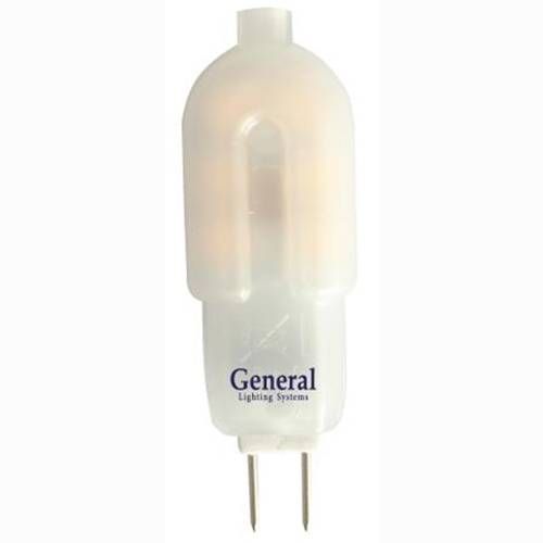 Светодиодная лампа General G4 12V 3W(140lm) 2700K 2K 38x12 пластик, матовый BL5 (цена за 1шт.) 652800