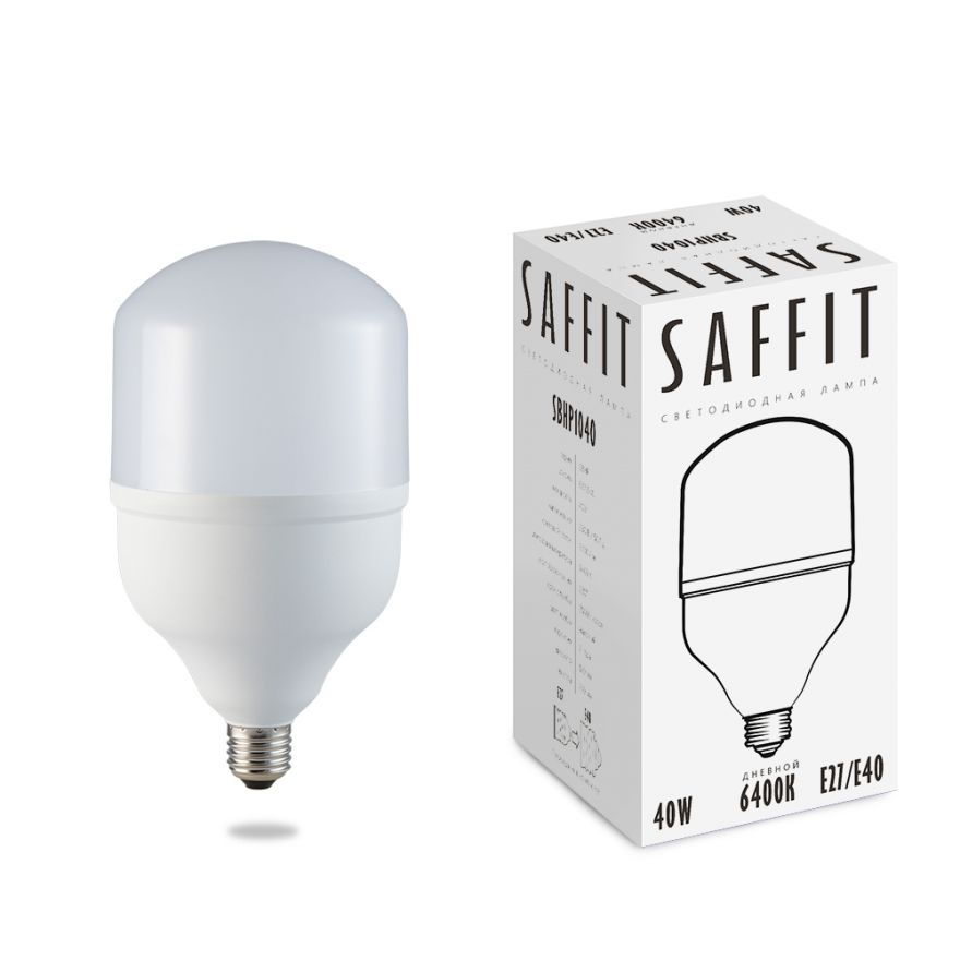 Светодиодная лампа Saffit высокомощн. 40W(3700Lm) E27-E40 6400K 6K 210x120 SBHP1040 55093