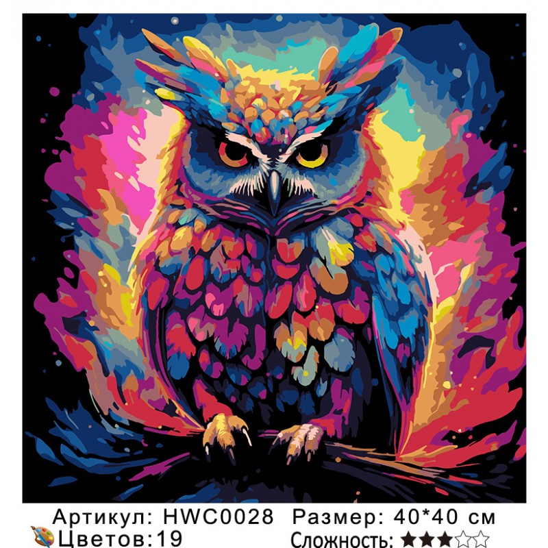 Картина по номерам на  подрамнике HWC0028 с цветным холстом