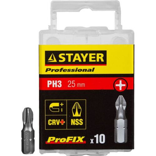 STAYER PH3, 25 мм, 10 шт., набор бит ProFix Phillips 26201-3-25-10_z01