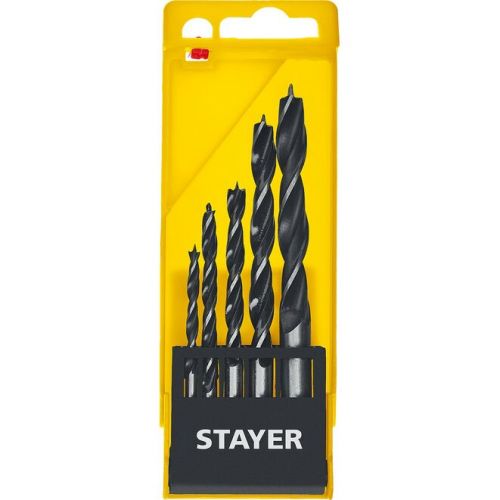 STAYER 5 шт., O 4-5-6-8-10 мм, набор спиральных сверл по дереву "M-type" 2942-H5_z02 Professional