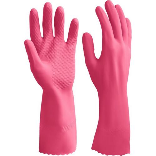 ЗУБР L, перчатки латексные хозяйственно-бытовые, повышенной прочности с х/б напылением, рифлёные ЛАТЕКС+ 11250-L_z01 Мастер
