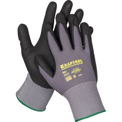KRAFTOOL M, 15 класс, эластичные перчатки со вспененным нитриловым покрытием для точных работ, маслобензостойкие 11285-M Expert