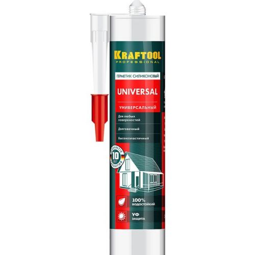 KRAFTOOL 300 мл, универсальный, белый, силиконовый герметик KRAFTSIL FX100 41253-0