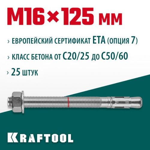 KRAFTOOL М16x125, ETA Опция 7, 25 шт., анкер клиновой 302184-16-125