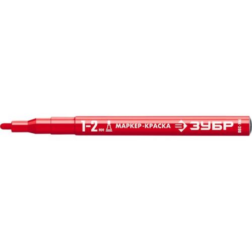 ЗУБР красный, 1-2 мм, круглый наконечник, маркер-краска МК-200 06326-3 Профессионал