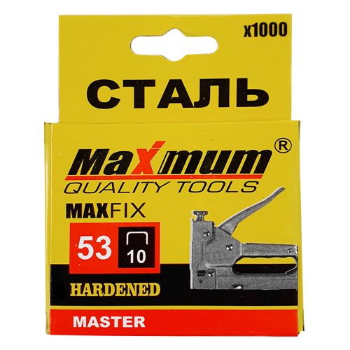 Скобы для строительного степлера 10 мм 1000 шт, тип 53, «Maximum» (2505)