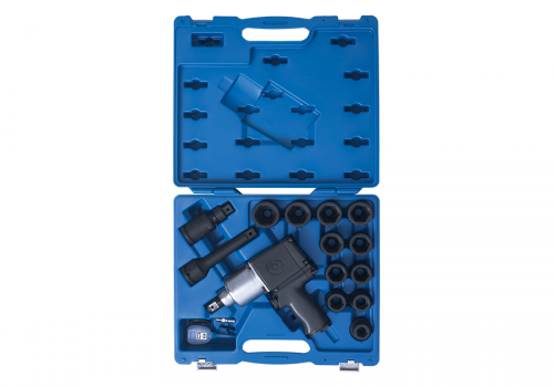 Гайковерт пневматический ударный 3/4, 1085 Нм, с комплектом ударных головок, 16 предметов KING TONY 64114AMP01