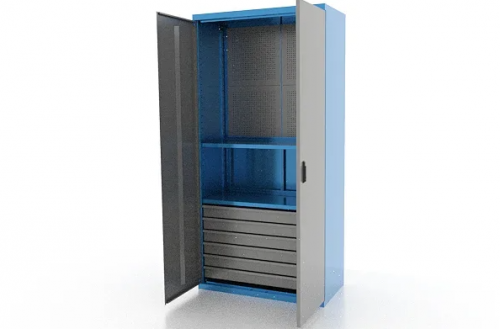 Шкаф металлический для инструмента двухсекционный, синий/серый FERRUM 03.3062-5015/9007