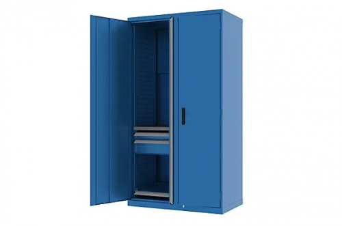 Шкаф металлический для инструмента двухсекционный, Titan, дверца со стеклом, синий FERRUM 43.2102-5015