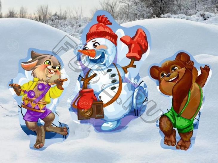 Композиция уличных фигур "Веселые друзья" №1 (Снеговик с фотоапаратом, заяц, медведь)