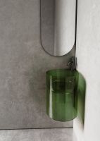 Прозрачная подвесная раковина угловая ABBER Kristall AT2705Emerald зеленая 42,2х42,2 схема 4