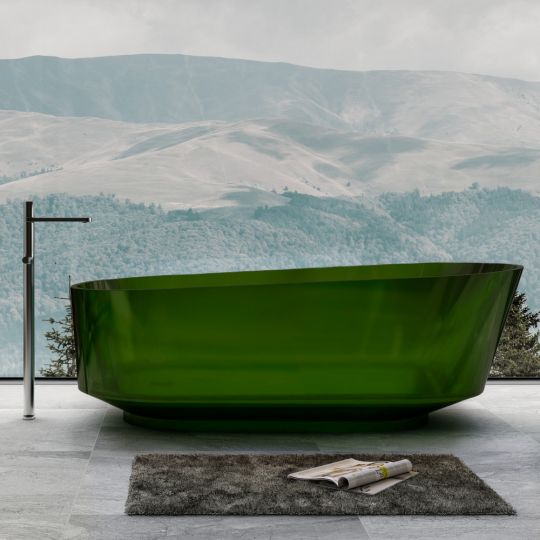 Фото Отдельностоящая прозрачная ванна ABBER Kristall AT9706Emerald зеленая 170х80