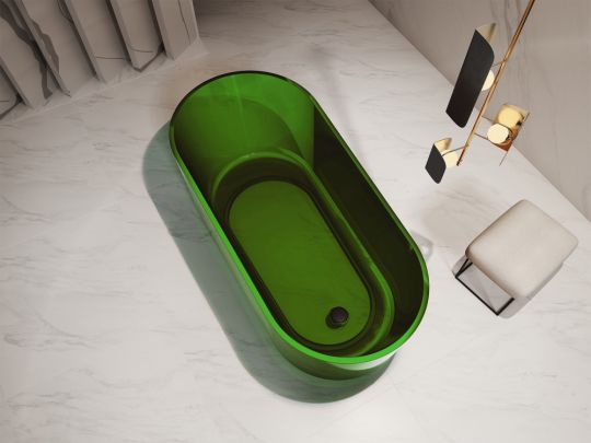 Отдельностоящая прозрачная ванна ABBER Kristall AT9706Emerald зеленая 170х80 ФОТО