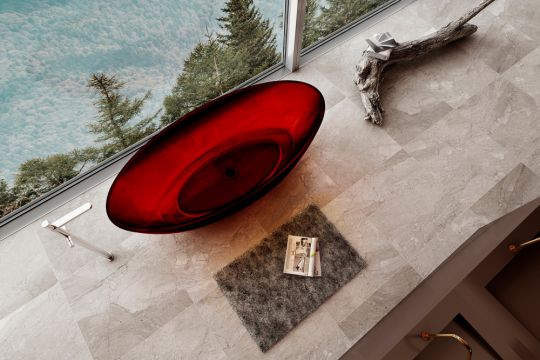 Красная прозрачная ванна ABBER Kristall AT9702Rubin 180х85 ФОТО