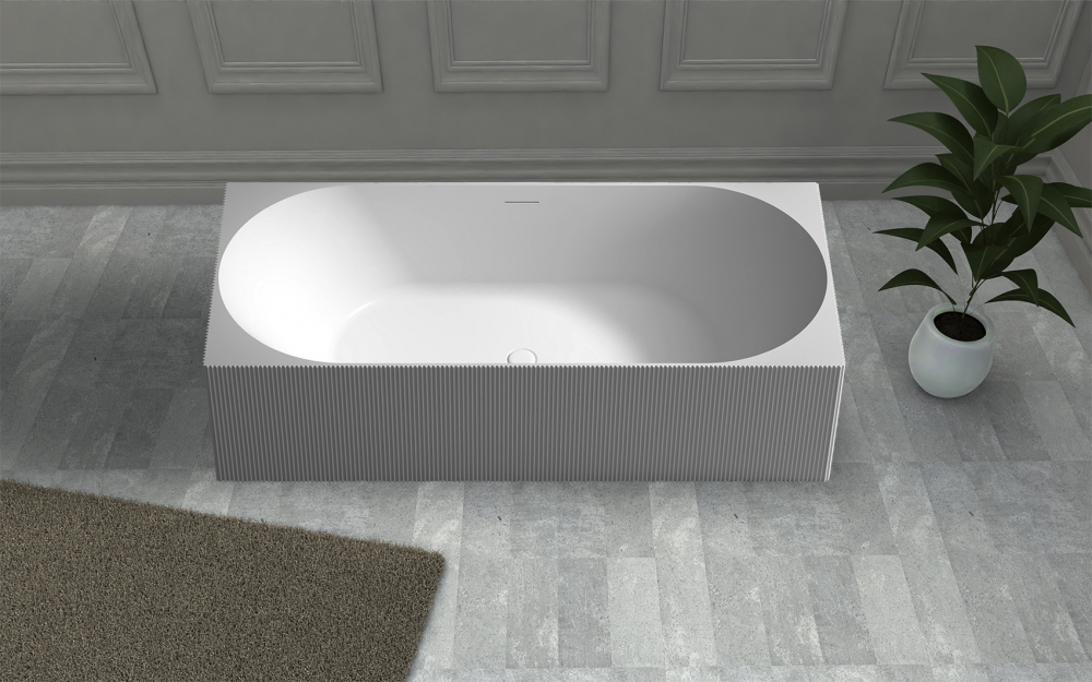 Отдельностоящая ванна из искусственного камня ABBER Stein AS9603 белая матовая 170х75 схема 3