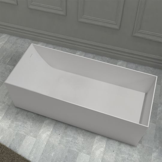 Фото Отдельностоящая ванна из искусственного камня ABBER Stein AS9640-1.7 белая матовая 170х72