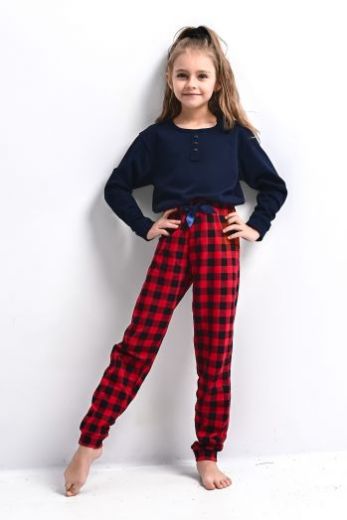 Пижама детская для девочек SENSIS Bonnie Kids, лонгслив и брюки, темно-синий