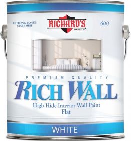 Краска для Стен и Потолков Richards Paint Rich Wall 600 3,8л Белая для Внутренних Работ / Ричардс