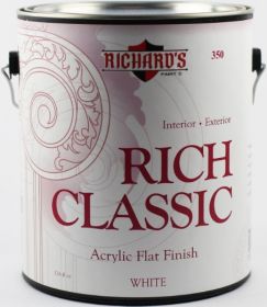 Краска для Стен и Потолков Richards Paint 350 Rich Classic 0.95л Белая, Глубокоматовая для Внутренних и Наружных Работ / Ричардс